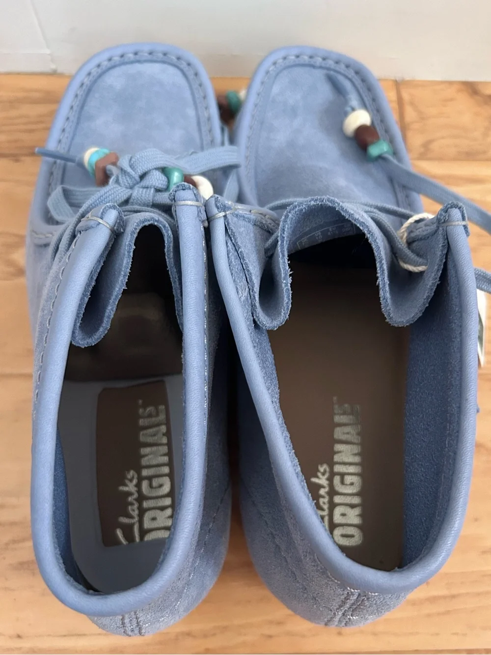 Clark’s Original NWT Wallabee Boot 10 Powder Blue Suede Leather Lace Up Unisex